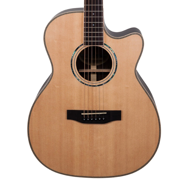 Timberidge '9 Series' Spruce Solid Top and Rosewood Solid Back & Sides Acoustic-Electric Small Body Cutaway Guitar (Natural Satin)-TRFC-9-NST