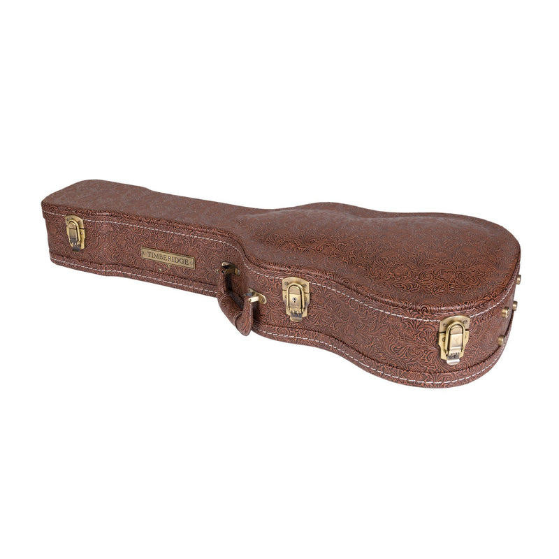 Timberidge Deluxe Shaped 12-String Mini Acoustic Guitar Hard Case (Paisley Brown)-TGC-M44T12-PASBRN