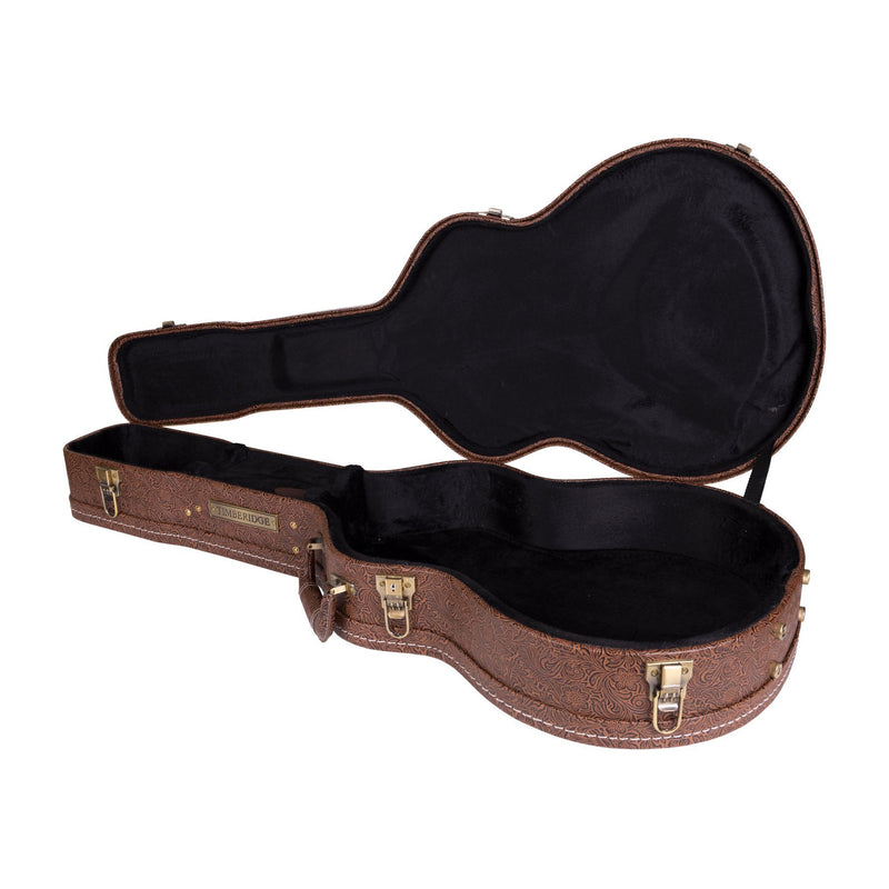 Timberidge Deluxe Shaped 12-String Small Body Acoustic Guitar Hard Case (Paisley Brown)-TGC-F44T12-PASBRN