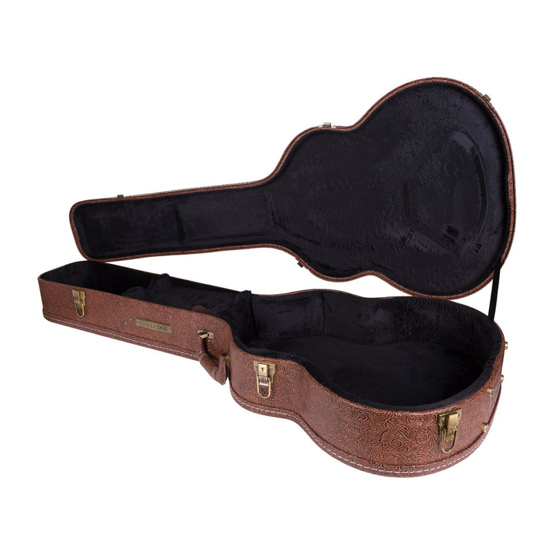 Timberidge Deluxe Shaped Acoustic Bass Guitar Hard Case (Paisley Brown)-TGC-B44T-PASBRN