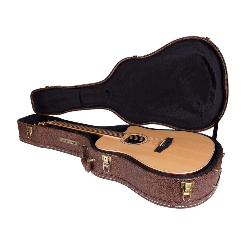 Timberidge Deluxe Shaped Dreadnought Acoustic Guitar Hard Case (Paisley Brown)-TGC-A44T-PASBRN