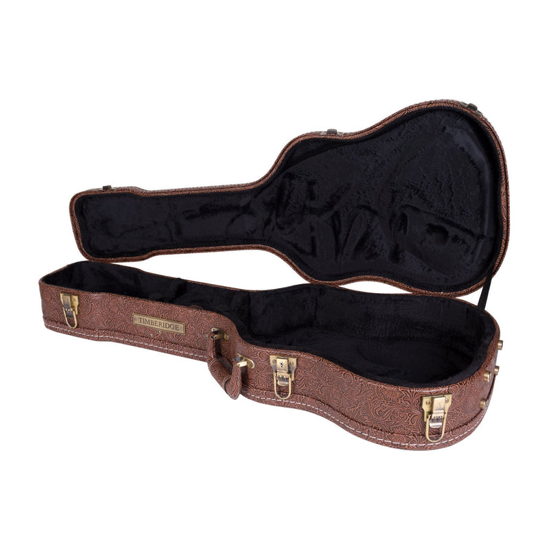Timberidge Deluxe Shaped Mini Acoustic Guitar Hard Case (Paisley Brown)-TGC-M44T-PASBRN