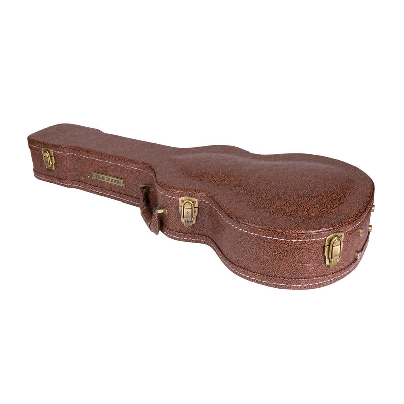 Timberidge Deluxe Shaped Traveller Acoustic Guitar Hard Case (Paisley Brown)-TGC-T44T-PASBRN