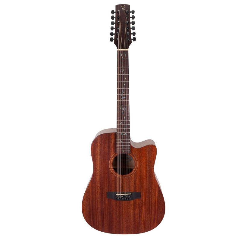 Timberidge 'Messenger Series' 12-String Mahogany Solid Top Acoustic-Electric Dreadnought Cutaway Guitar with 'Tree of Life' Inlay (Natural Satin)-TRC-MM12T-NST