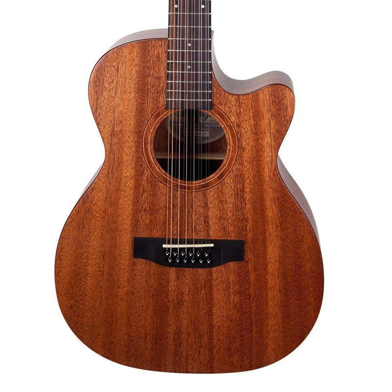 Timberidge 'Messenger Series' 12-String Mahogany Solid Top Acoustic-Electric Small Body Cutaway Guitar (Natural Satin)-TRFC-MM12-NST