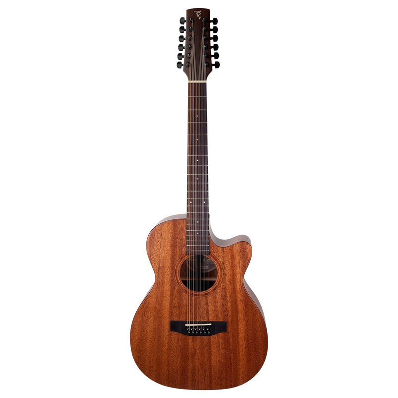 Timberidge 'Messenger Series' 12-String Mahogany Solid Top Acoustic-Electric Small Body Cutaway Guitar (Natural Satin)-TRFC-MM12-NST