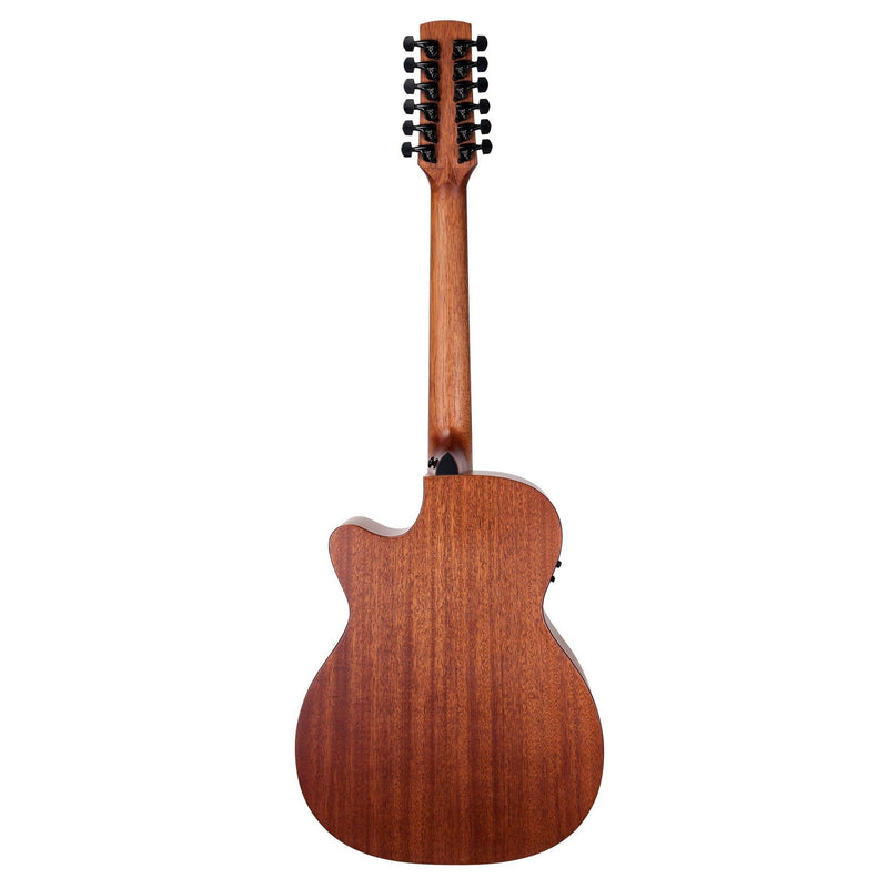 Timberidge 'Messenger Series' 12-String Mahogany Solid Top Acoustic-Electric Small Body Cutaway Guitar with 'Tree of Life' Inlay (Natural Satin)-TRFC-MM12T-NST