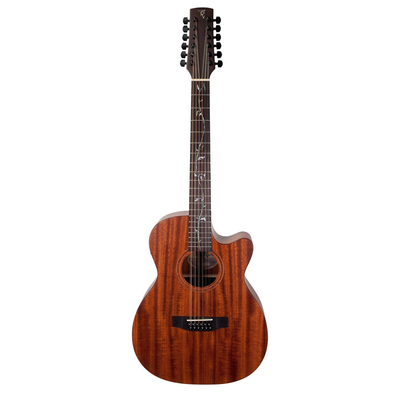 Timberidge 'Messenger Series' 12-String Mahogany Solid Top Acoustic-Electric Small Body Cutaway Guitar with 'Tree of Life' Inlay (Natural Satin)-TRFC-MM12T-NST