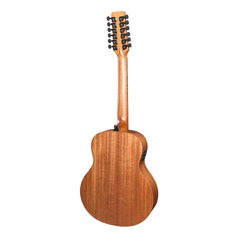 Timberidge 'Messenger Series' 12-String Solid Mahogany Top Acoustic-Electric TS-Mini Guitar (Natural Satin)-TRT-MM12-NST