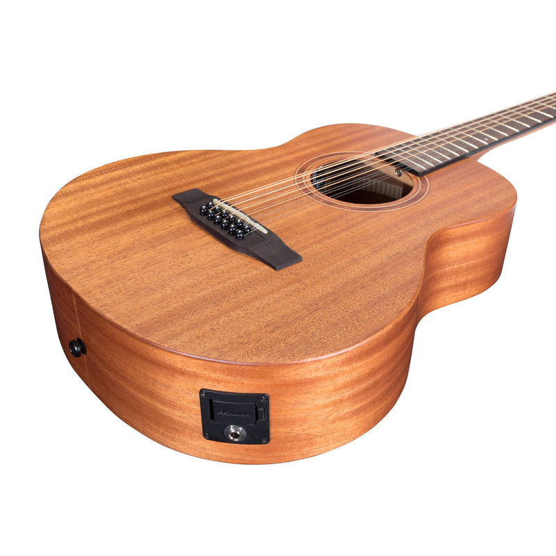 Timberidge 'Messenger Series' 12-String Solid Mahogany Top Acoustic-Electric TS-Mini Guitar (Natural Satin)-TRT-MM12-NST