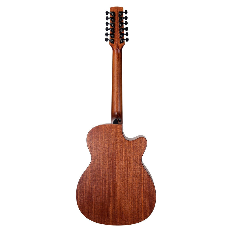 Timberidge 'Messenger Series' Left Handed 12-String Mahogany Solid Top Acoustic-Electric Small Body Cutaway Guitar (Natural Satin)-TRFC-MM12L-NST