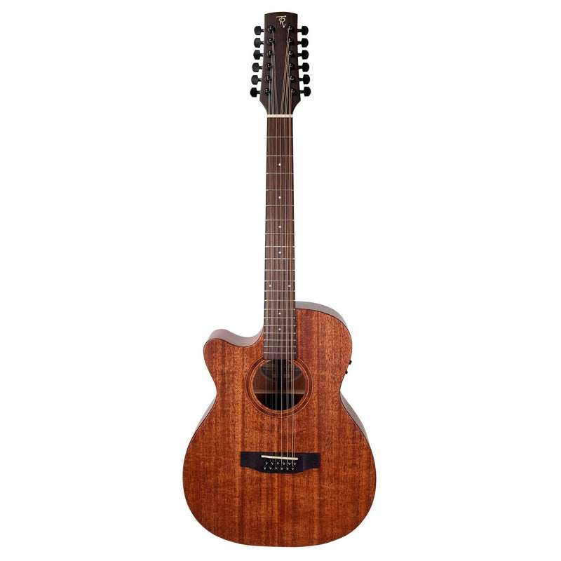 Timberidge 'Messenger Series' Left Handed 12-String Mahogany Solid Top Acoustic-Electric Small Body Cutaway Guitar (Natural Satin)-TRFC-MM12L-NST