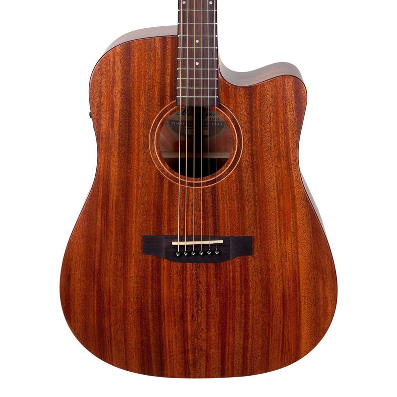 Timberidge 'Messenger Series' Mahogany Solid Top Acoustic-Electric Dreadnought Cutaway Guitar (Natural Satin)-TRC-MM-NST