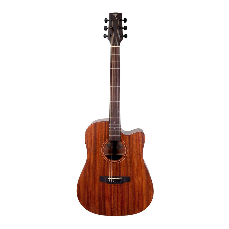 Timberidge 'Messenger Series' Mahogany Solid Top Acoustic-Electric Dreadnought Cutaway Guitar (Natural Satin)-TRC-MM-NST