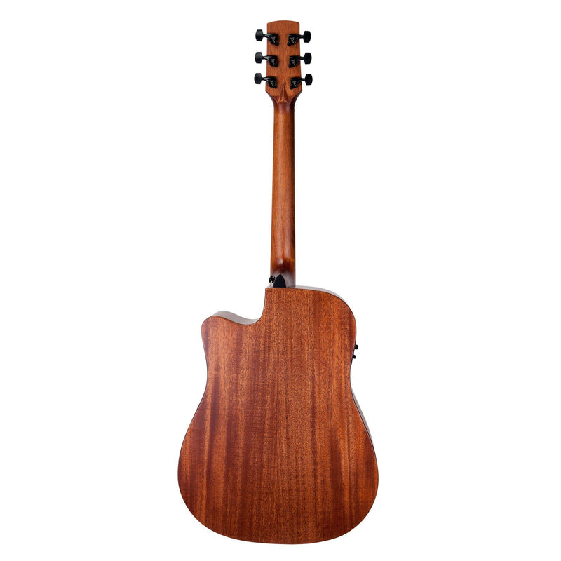 Timberidge 'Messenger Series' Mahogany Solid Top Acoustic-Electric Dreadnought Cutaway Guitar with 'Tree of Life' Inlay (Natural Satin)-TRC-MMT-NST