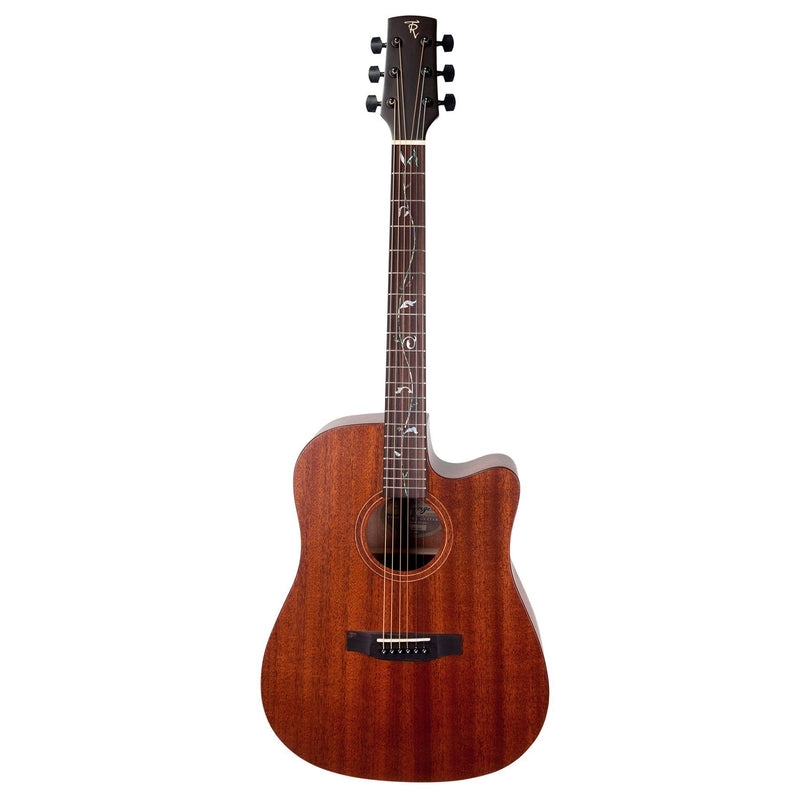 Timberidge 'Messenger Series' Mahogany Solid Top Acoustic-Electric Dreadnought Cutaway Guitar with 'Tree of Life' Inlay (Natural Satin)-TRC-MMT-NST