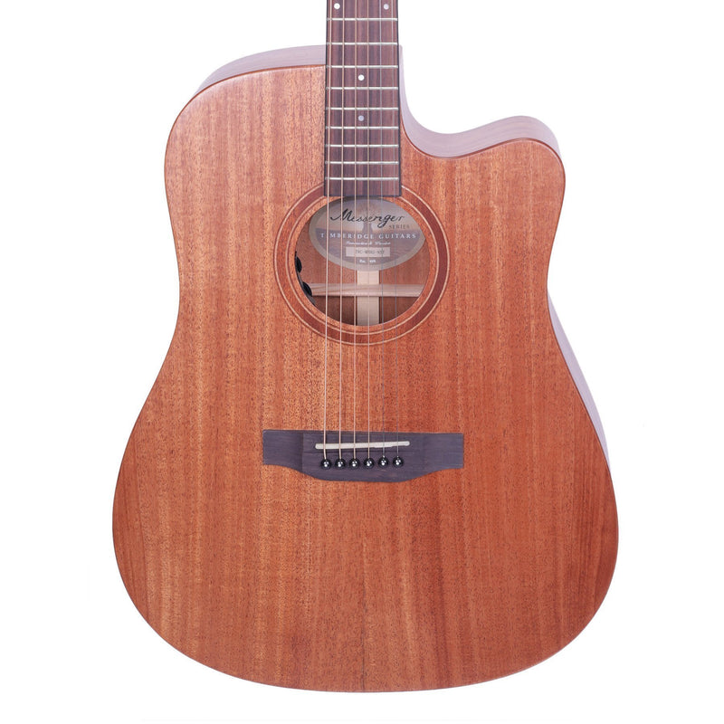 Timberidge 'Messenger Series' Mahogany Solid Top & Body Acoustic-Electric Dreadnought Cutaway Guitar (Natural Satin)-TRC-MMAS-NST