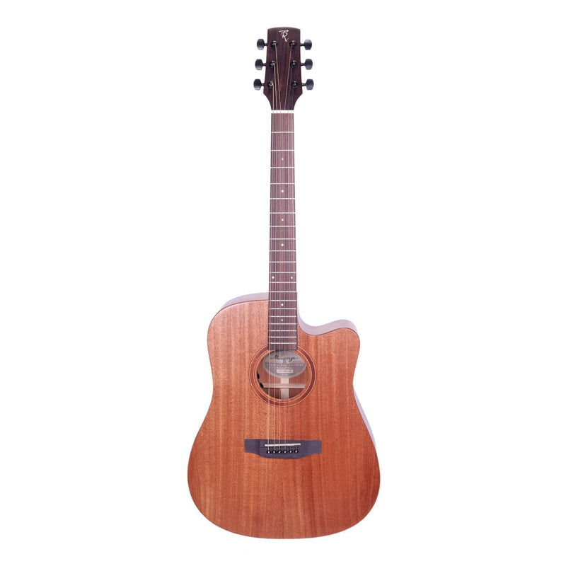 Timberidge 'Messenger Series' Mahogany Solid Top & Body Acoustic-Electric Dreadnought Cutaway Guitar (Natural Satin)-TRC-MMAS-NST