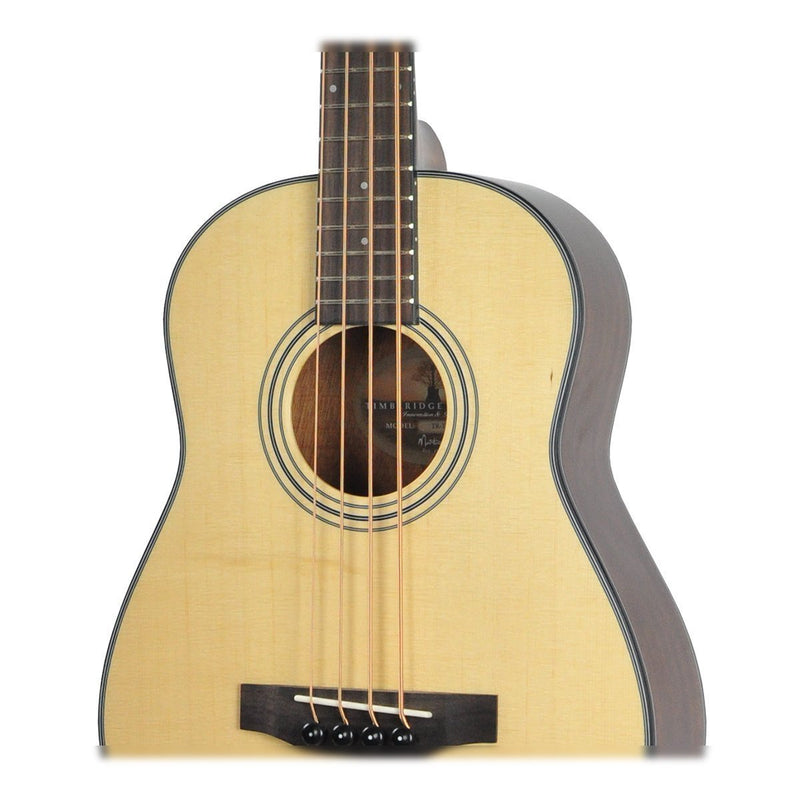 Timberidge 'TR-Series' Spruce Solid Top Left-Handed Acoustic Bass Travel Guitar with Gig Bag (Natural Satin)-TR-TBL-NST